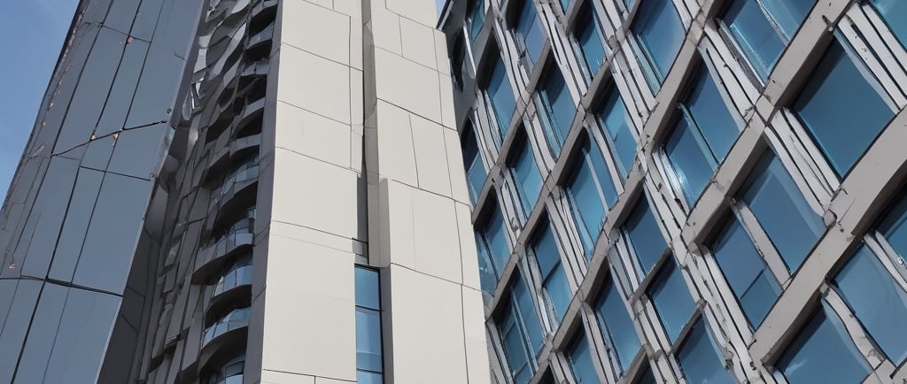 A calm, minimalist workspace with soft neutral colors, a laptop open to a blog post about living in the UK.