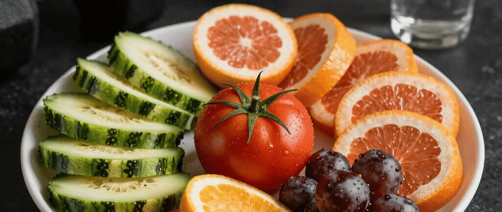 assorted fruits and vegetables on green surface