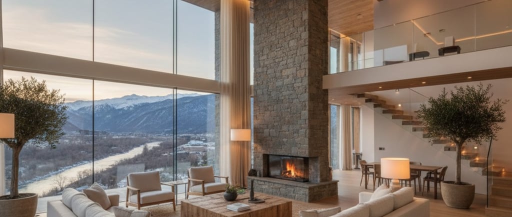 Every room is a frame for the landscape outside. Using expansive glazing, we bring the rushing river