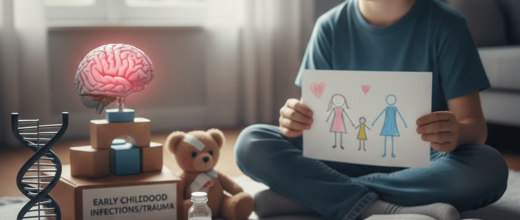 Create a beautiful image about -- Causes of mental disability in children