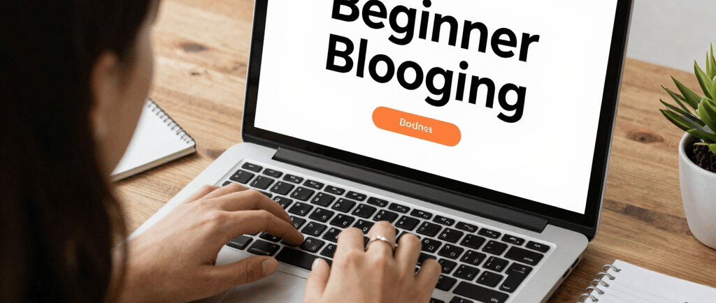 A sleek laptop on a minimalist desk with a cup of coffee and a notepad, symbolizing a fresh start to blogging.
