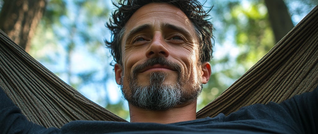 An overwhelmed professional surrounded by social media noise contrasted with a calm, focused persona