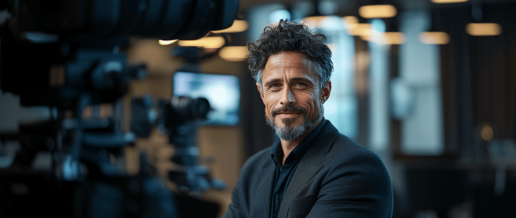 Professional standing out clearly in a crowded business environment