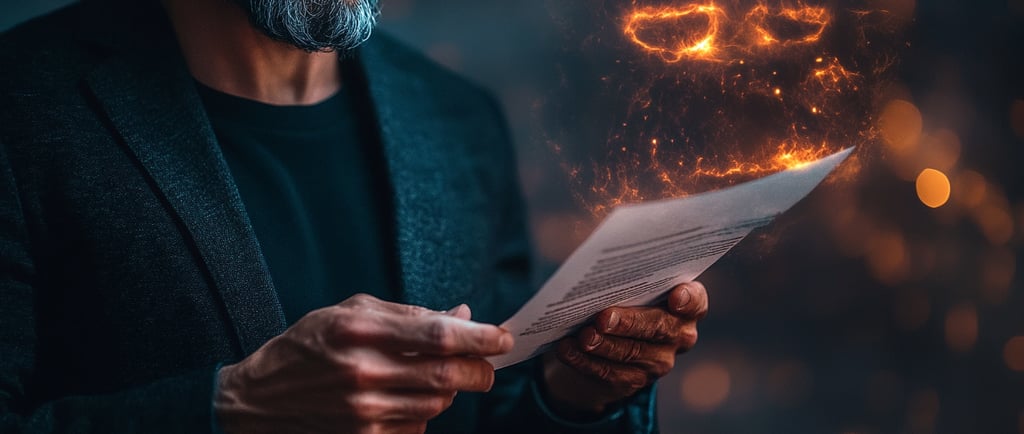 Professional standing beside a glowing digital reputation profile that outweighs a paper resume