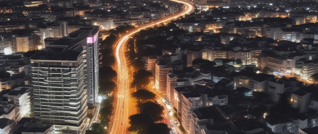 a yellow and green vehicle driving down a street