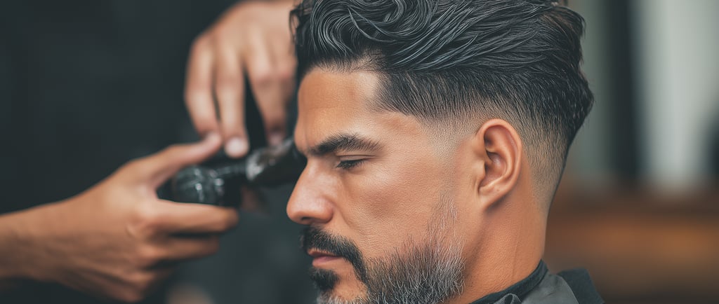 Man getting hair syled