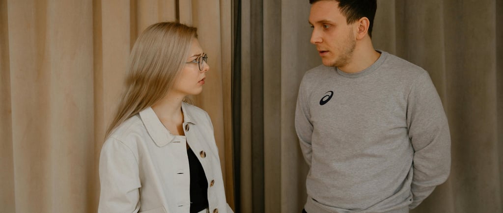 a couple fighting silently