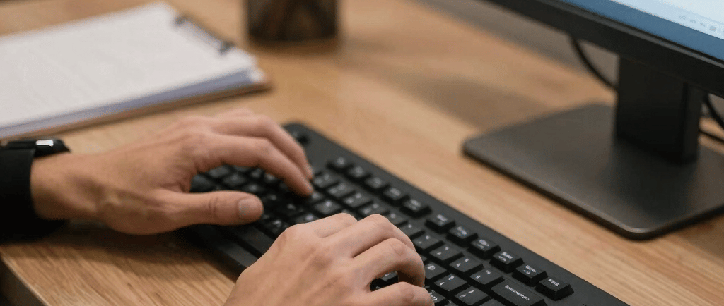A small business owner working on a laptop with SEO charts on the screen.