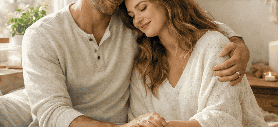 A loving couple embracing for African Spirituality relationship rituals and love spells.