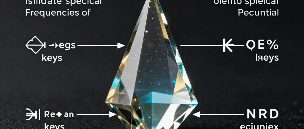 Diagram titled The Spectrum of Precision featuring a crystal prism and spiritual clearing text.