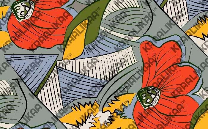 a pattern of a flower with a comic book cover