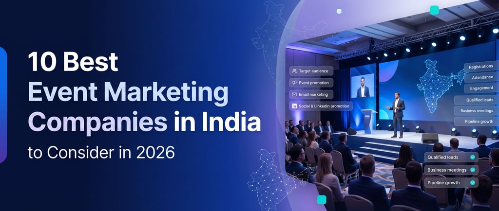 A corporate event marketing speaker on stage in India presenting lead generation and engagement strategies.