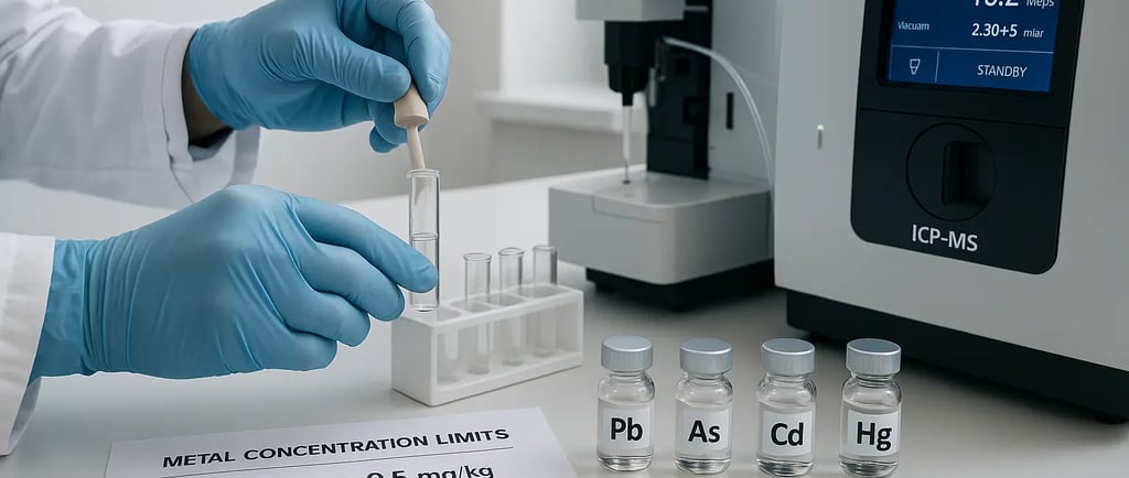 a person in a lab coat and gloves holding a vial of liquid golden shilajit