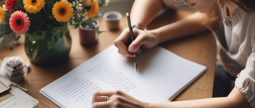 woman sat at desk writing in notebook