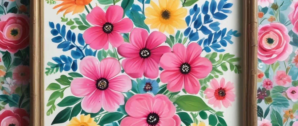 beautiful pink floral art on wall