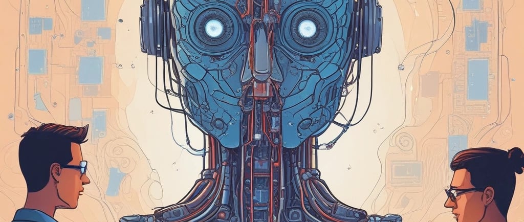 A low-light image featuring a blurred, glowing white Google Bard logo in the background and a clear OpenAI logo with a knot design in the foreground, set against a dark background.