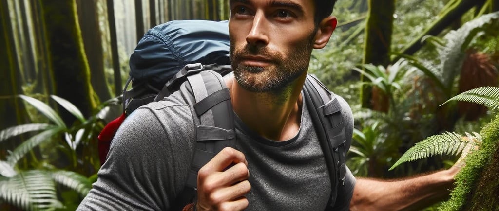 a man with a backpack on a hike