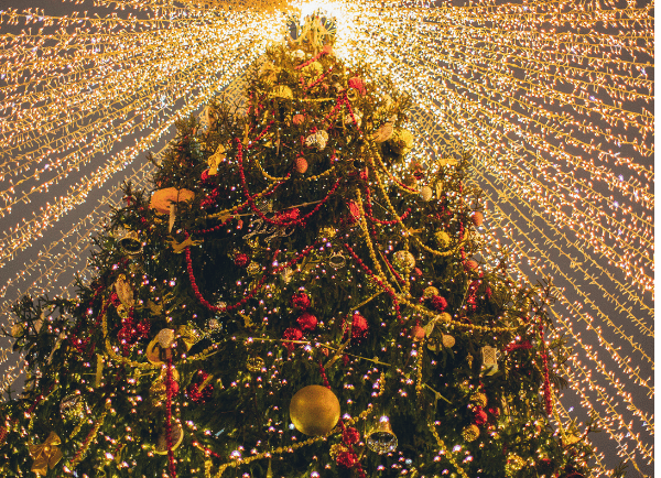 decorative Christmas tree with lights