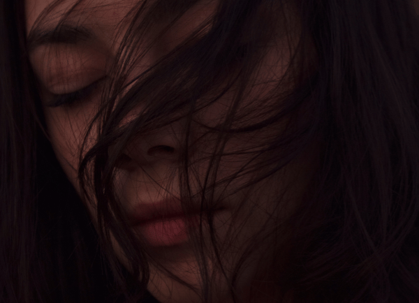a girl face cover with hairs