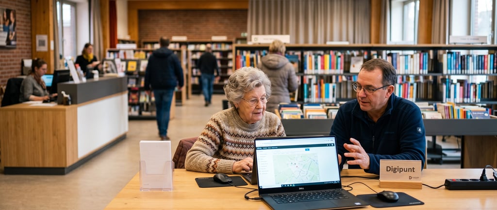 Persoonlijke digitale hulp en computerles in de bibliotheek van Kuringen, Hasselt.