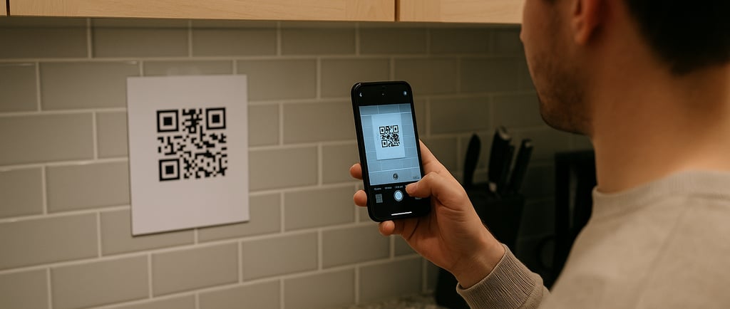 Iemand die een QR code scant