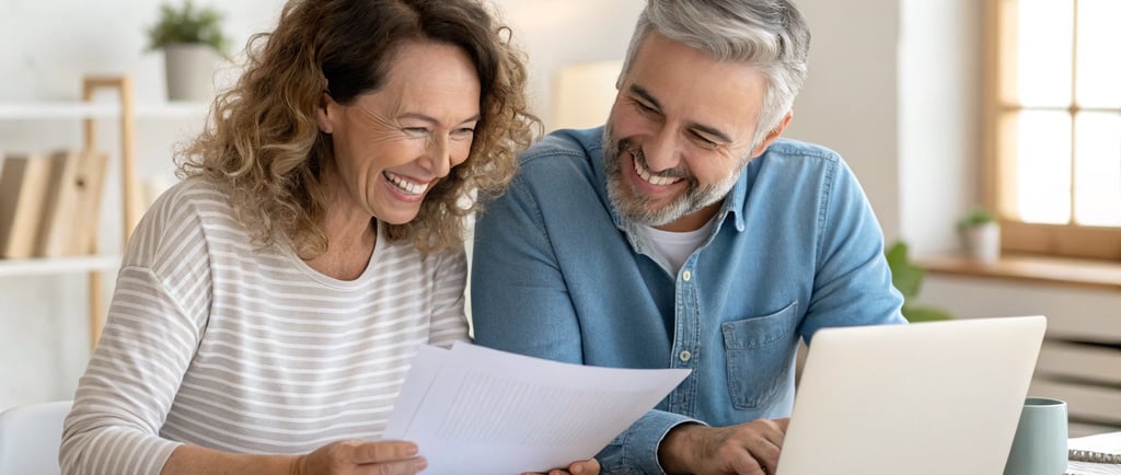 Senior couple reviewing retirement finances