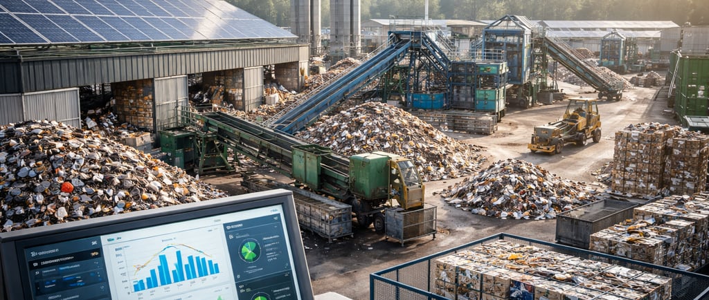 a laptop showing ISO 50001 certification while you can see a yard in the background