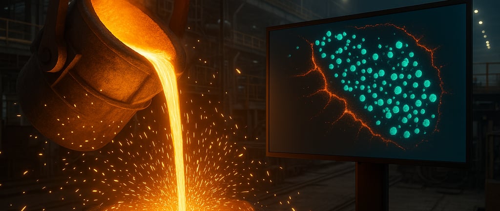molten steel pouring with sparks in modern melt shop