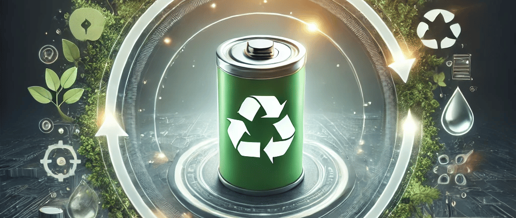 A symbolic representation of next-gen battery recycling, featuring a circular loop made of lithium, 