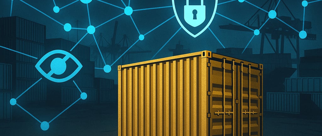 abstract metals supply chain with blockchain nodes and privacy shield