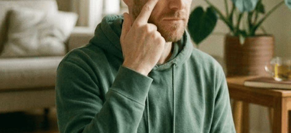 Male Tapping under his eye