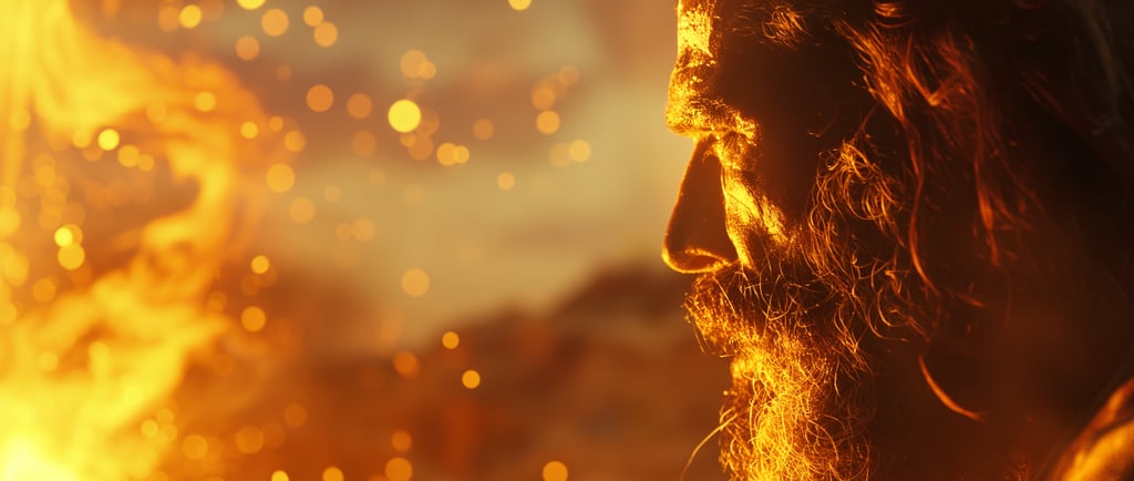 Moses gazing at the burning bush