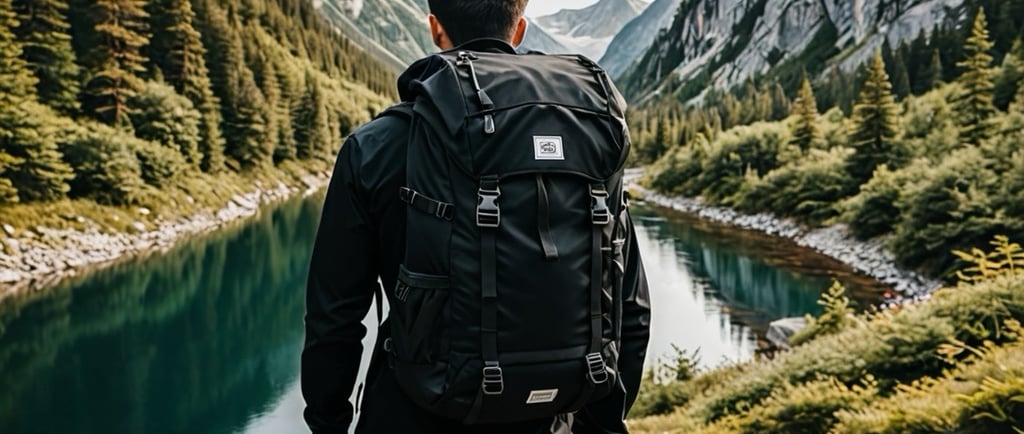 a man standing on a rocky path with a backpack while overlooking a basin in the mountains