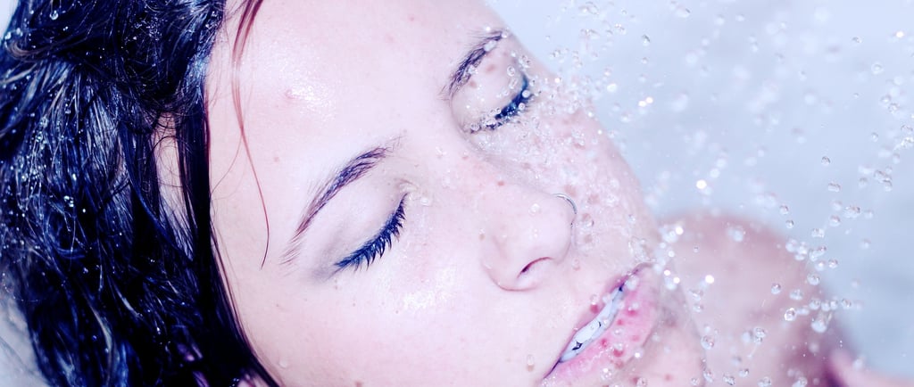 a woman having a shower