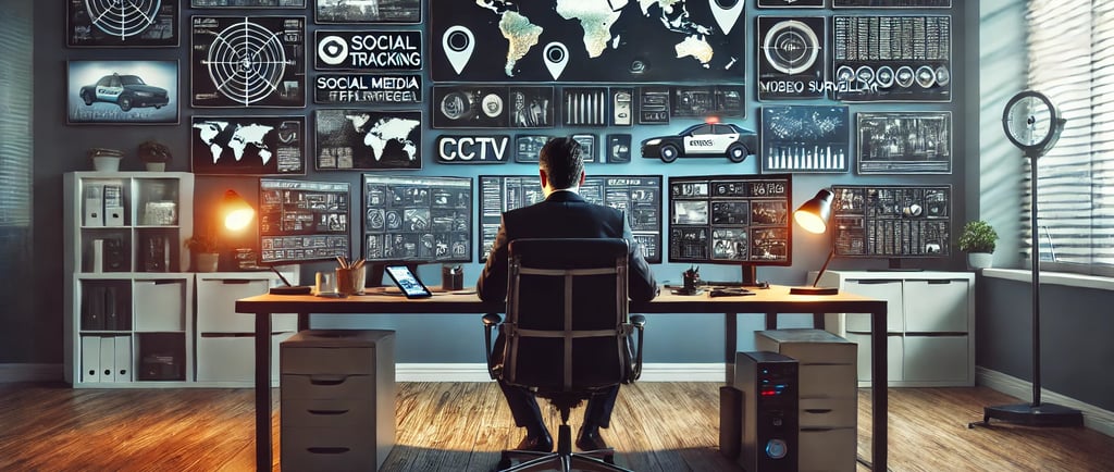 man working on a digital surveillance investigation