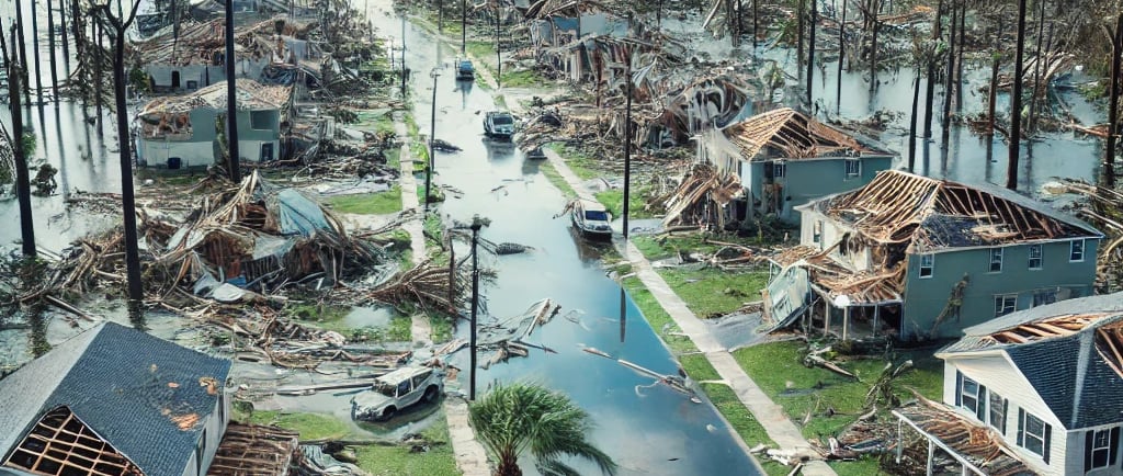 a truck parked in front of a house with a vandalized roof