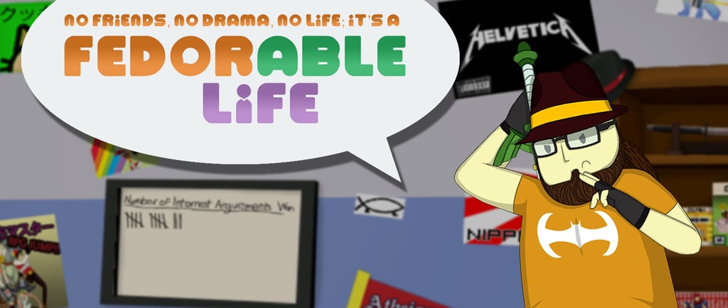 Screenshot from Fedorable Life, a comedy neckbeard simulator showing the player's bedroom.