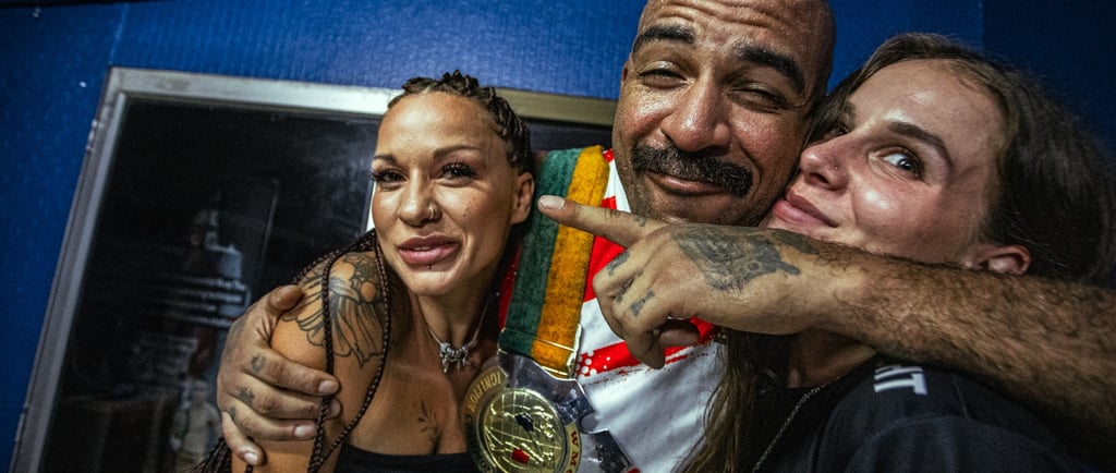 the championship with his girl smiling for his winning