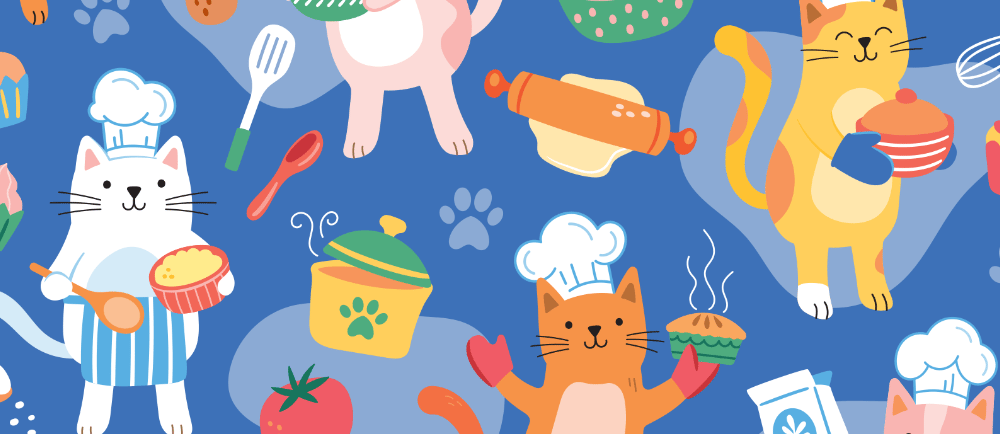 Cooking cats childrens print pattern