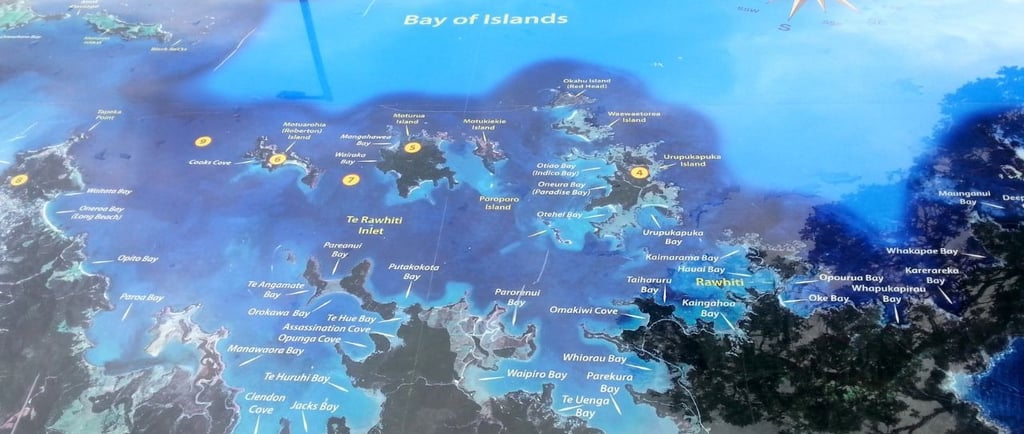mapa turistico em Paihia Bay of Islands
