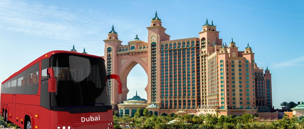 foto representando o tour do big bus em dubai com vista para o palm atlantis