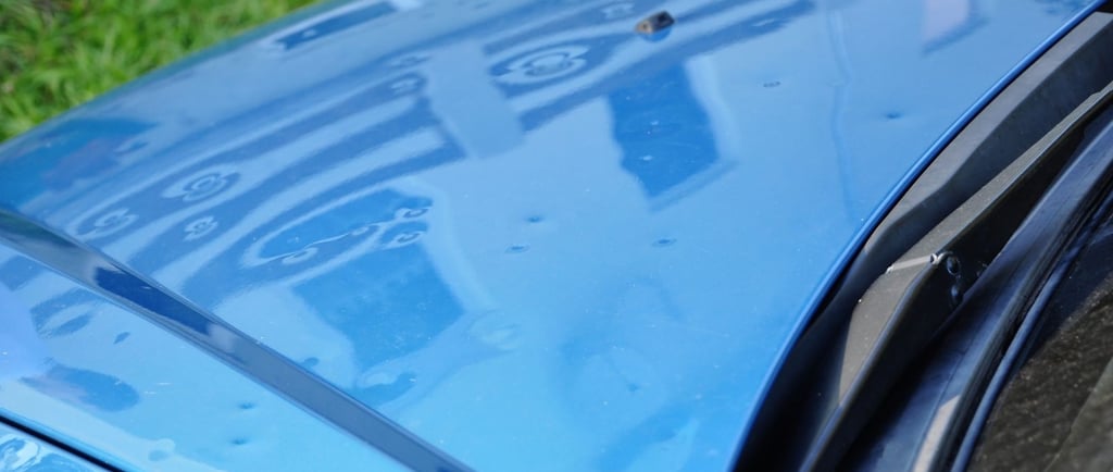 Hail damage to a car