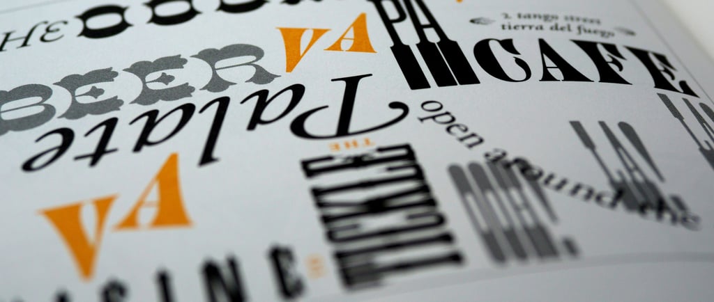 a book opened to show a book with type on it