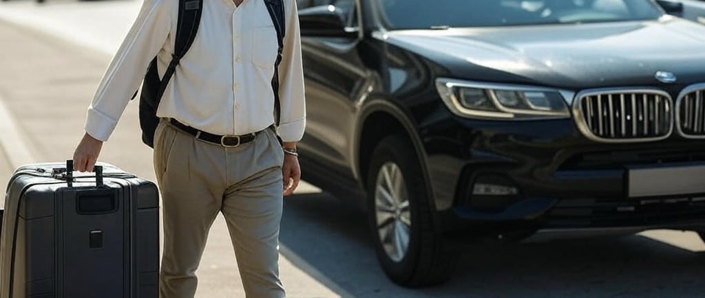 Traveler booking an affordable private airport transfer