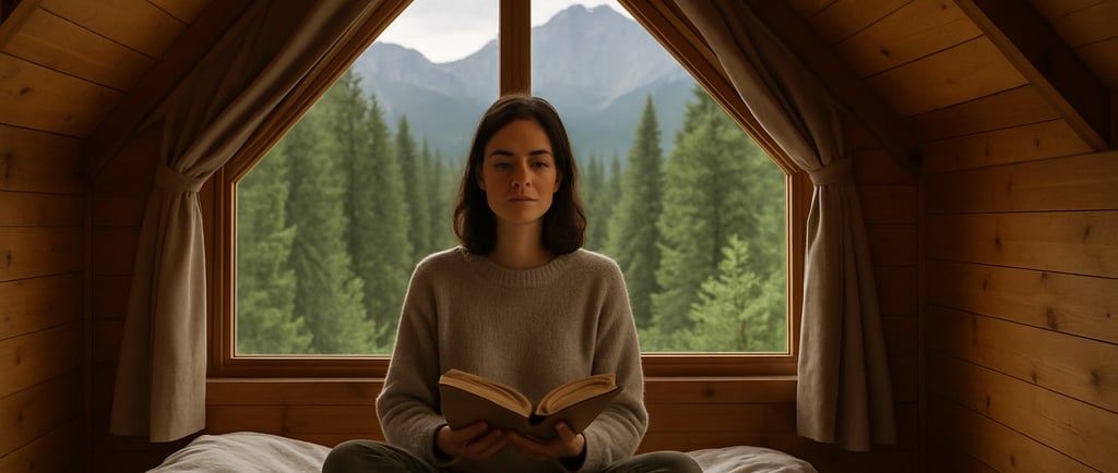 Person meditating during a screen-free nature travel retreat.