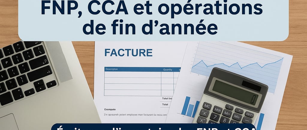Image illustrant les dépenses déductibles de fin d’année, avec documents comptables, facture, graphi