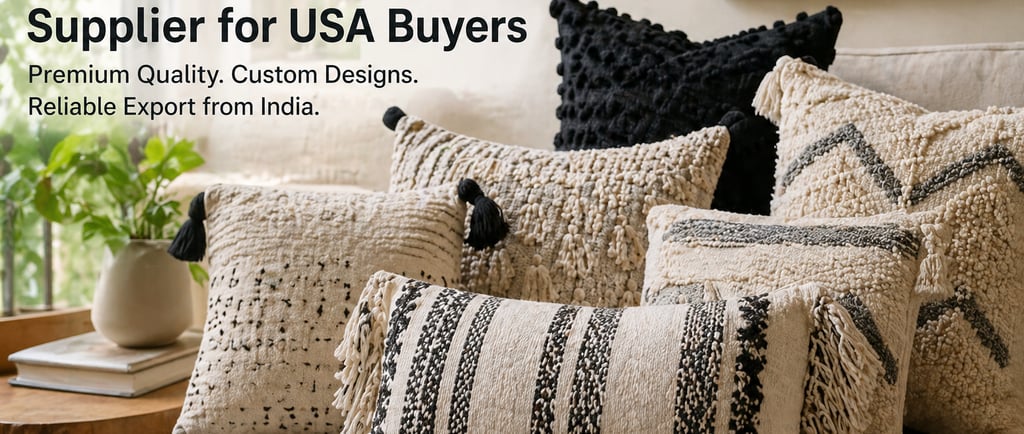bulk cushion covers supplier for USA buyers custom designs India manufacturer