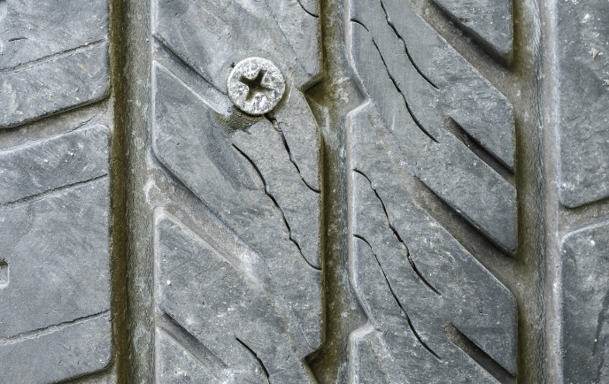 Rueda pinchada por un tornillo