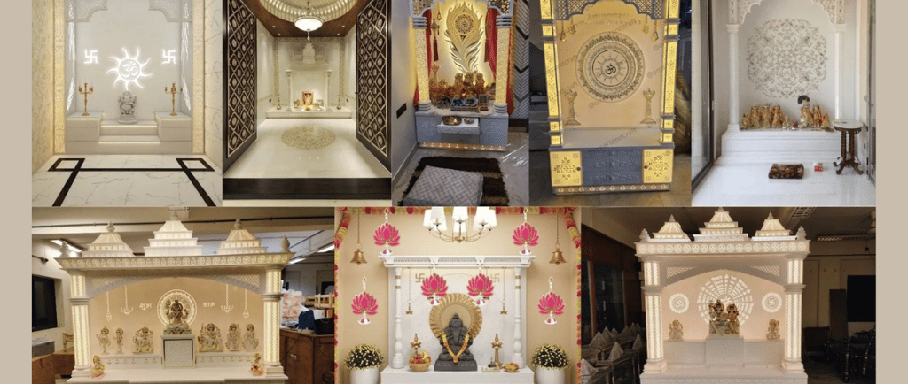 Corian temple design by Mandir Makers