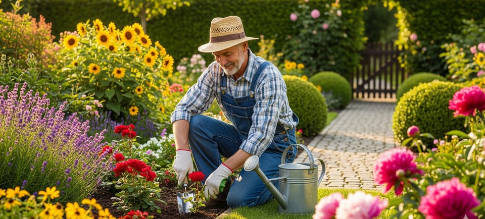 man using vinegar in garden